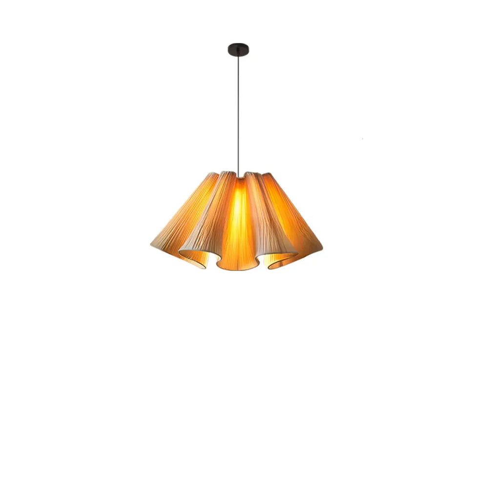Suspension moderne en tissu beige plissé et réglable