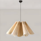 Suspension moderne en tissu beige plissé et réglable