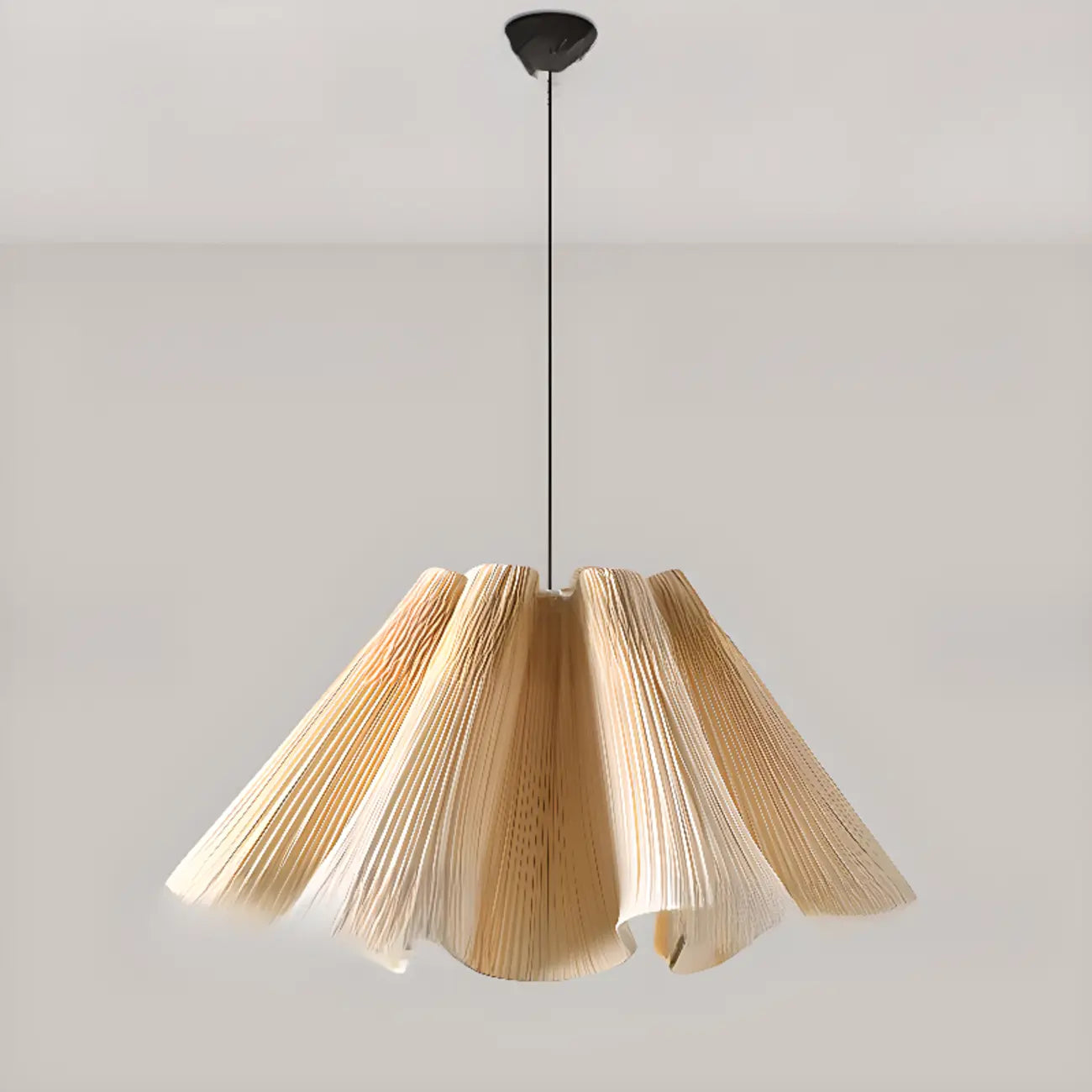 Suspension moderne en tissu beige plissé et réglable