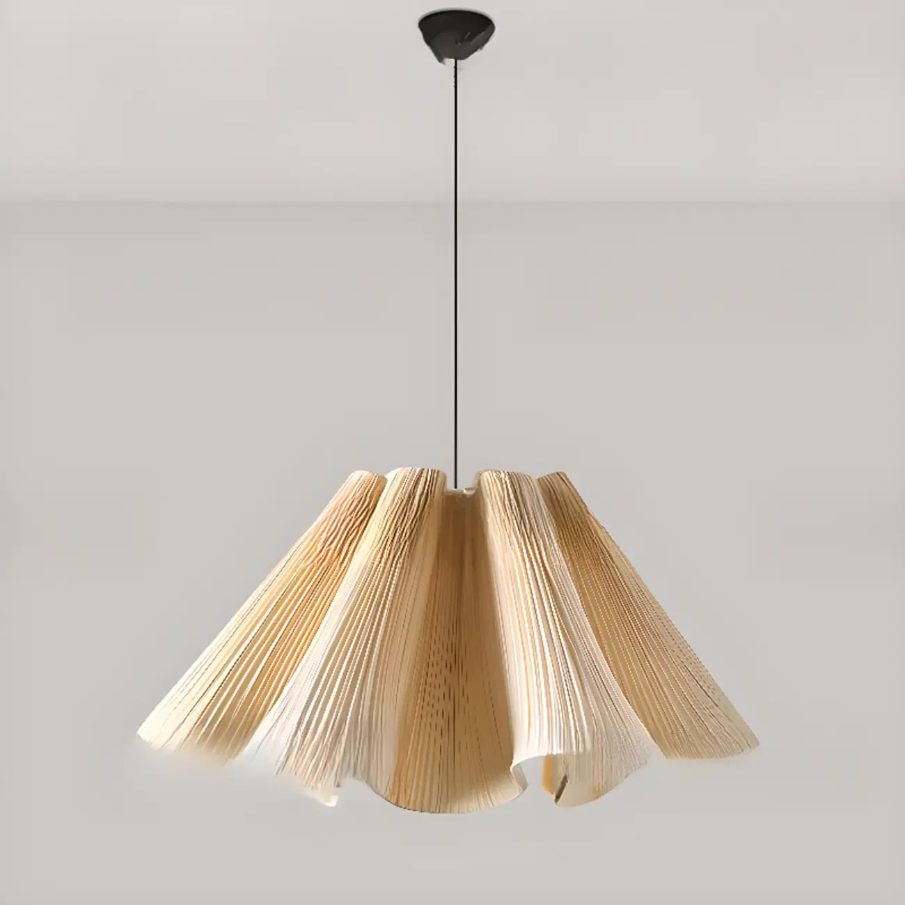 Suspension moderne en tissu beige plissé et réglable
