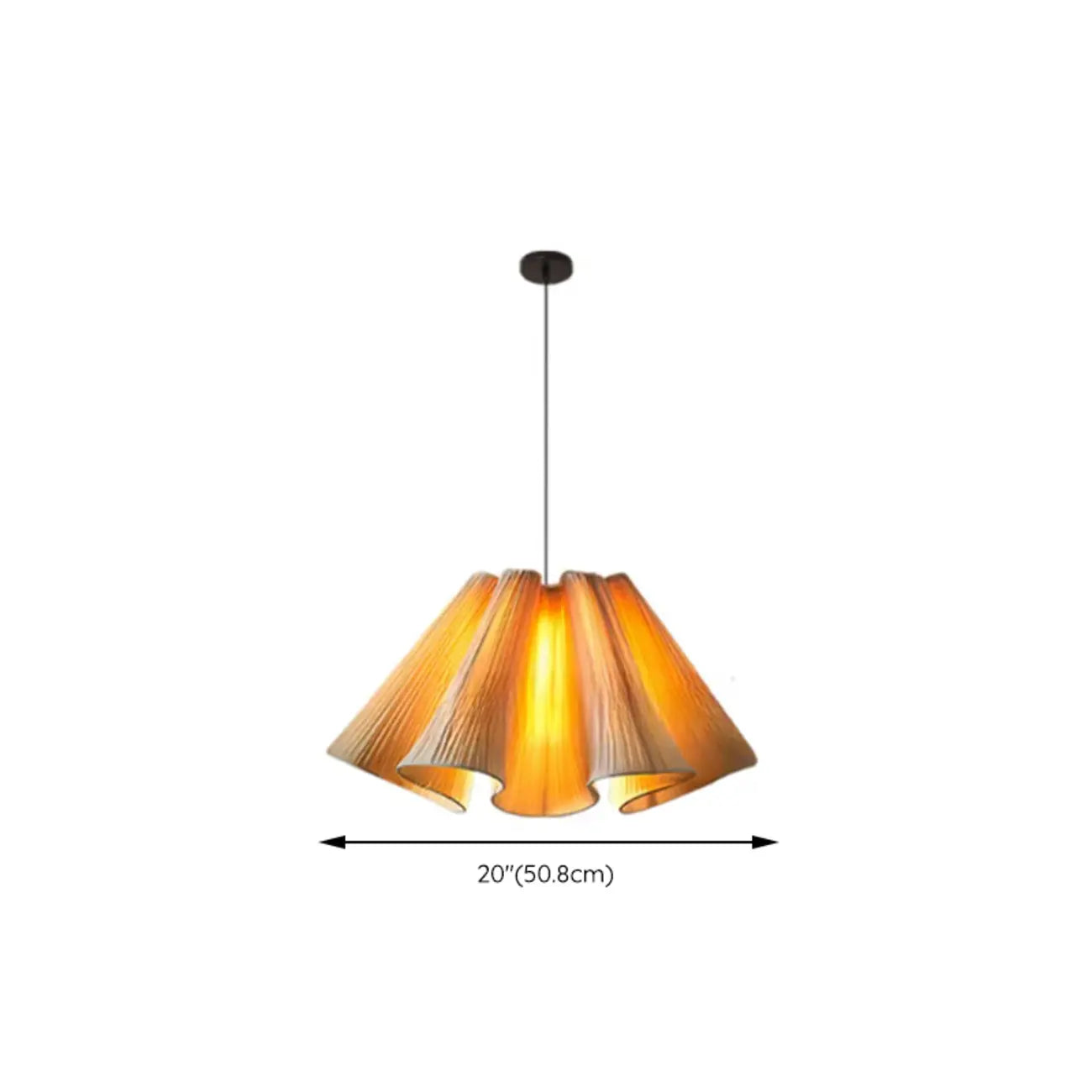 Suspension moderne en tissu beige plissé et réglable