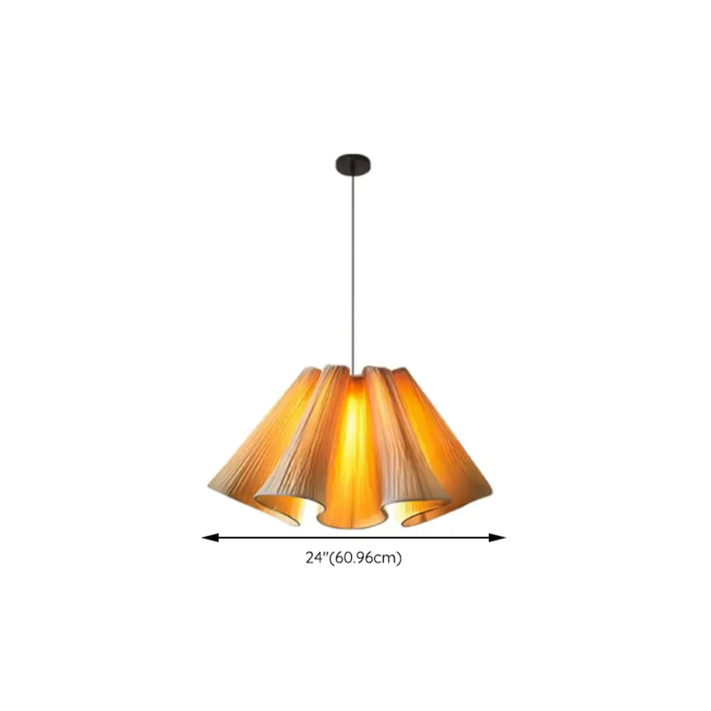 Suspension moderne en tissu beige plissé et réglable