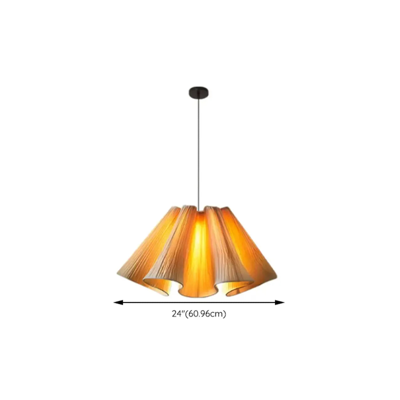 Suspension moderne en tissu beige plissé et réglable