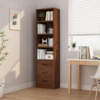 Bibliothèque verticale classique en bois marron à 3 tiroirs