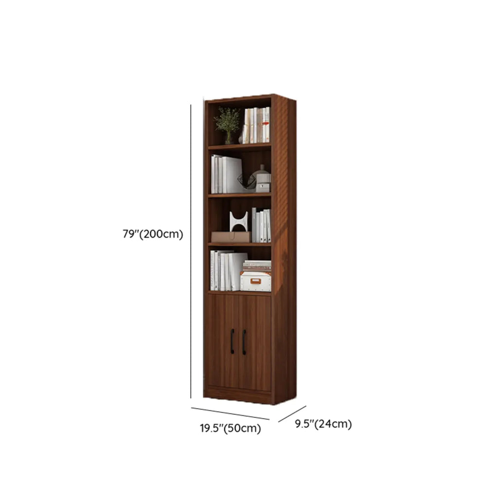 Bibliothèque verticale classique en bois marron à 3 tiroirs