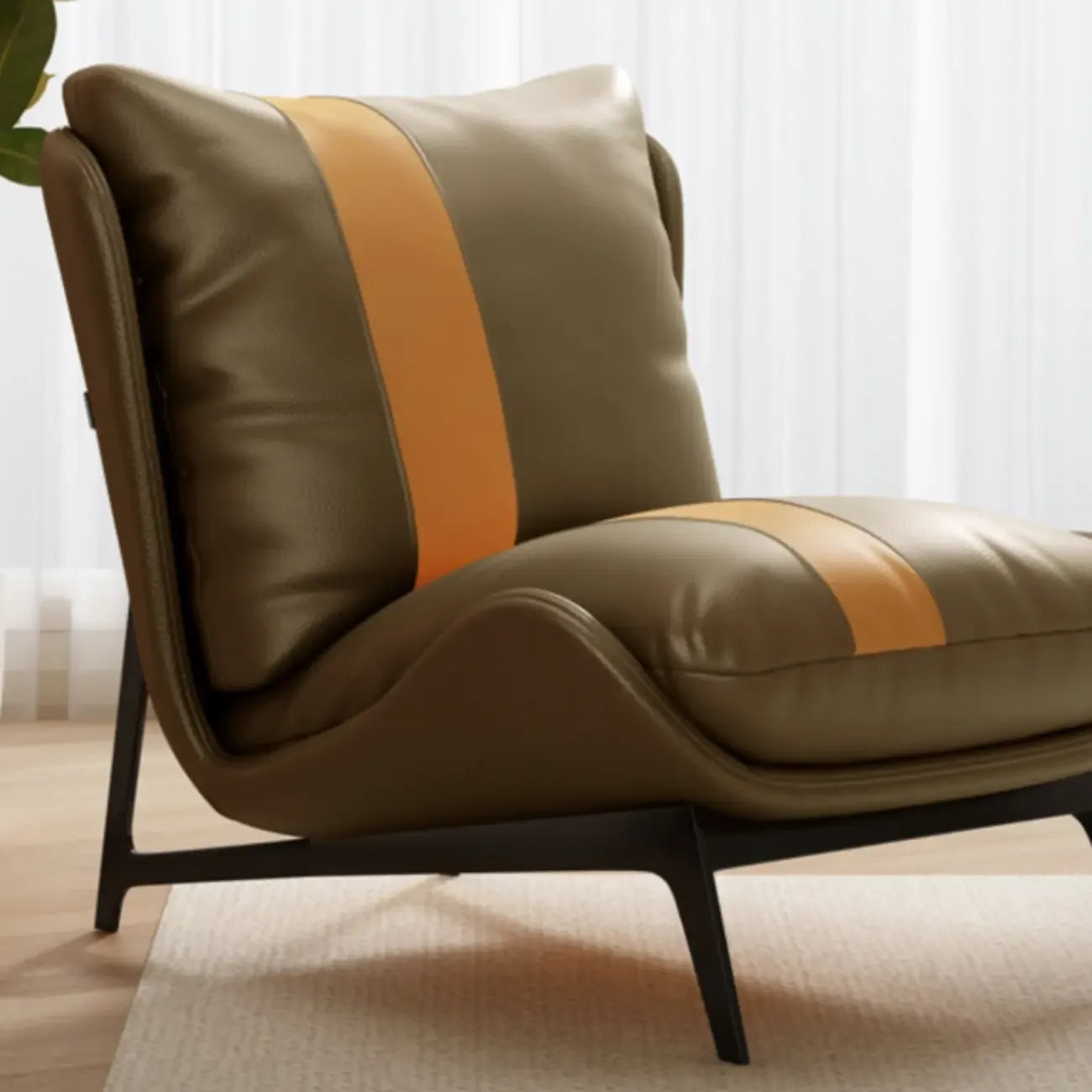 Fauteuil d'appoint moderne en cuir rayé résistant aux chats