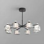 Lustre moderne géométrique circulaire à 10 lumières en verre transparent