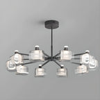 Lustre moderne géométrique circulaire à 10 lumières en verre transparent