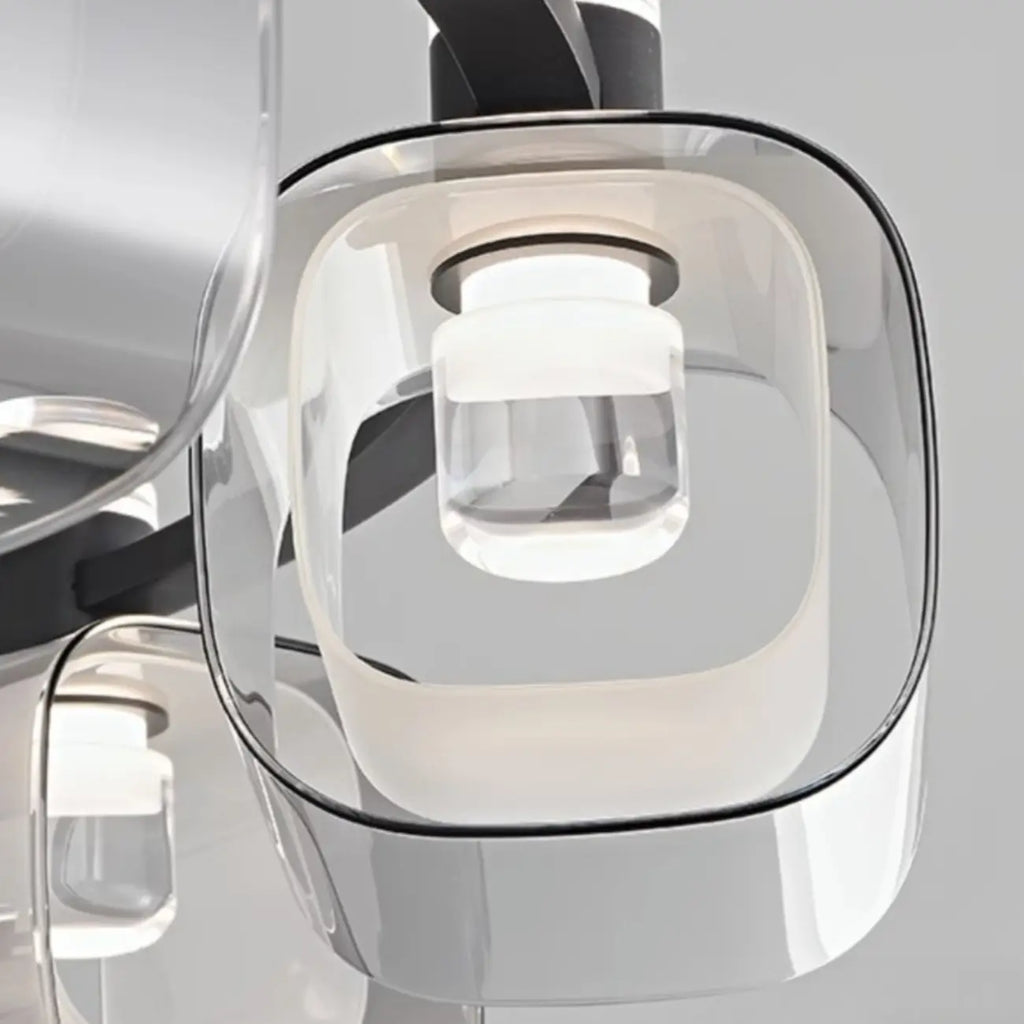 Lustre moderne géométrique circulaire à 10 lumières en verre transparent