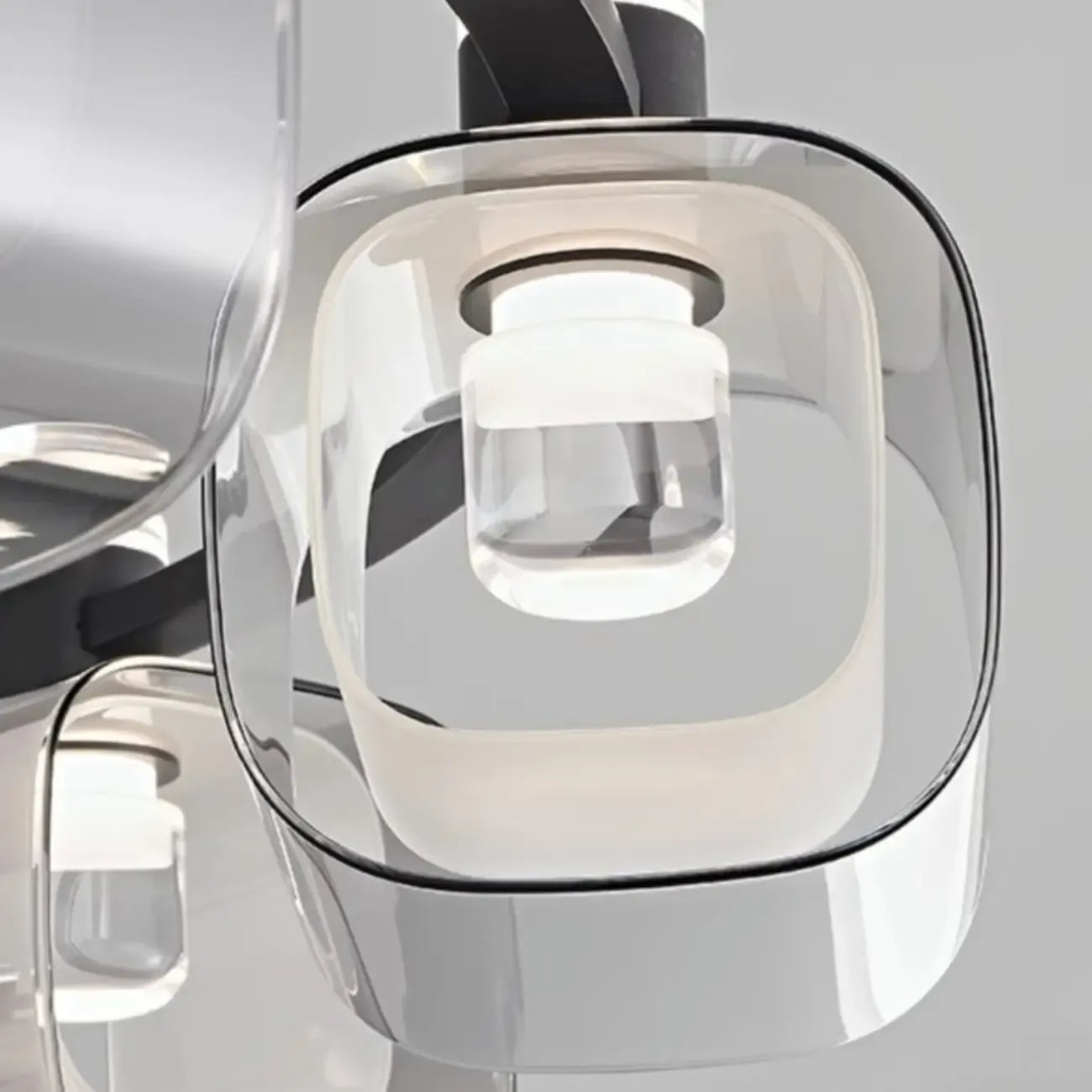 Lustre moderne géométrique circulaire à 10 lumières en verre transparent