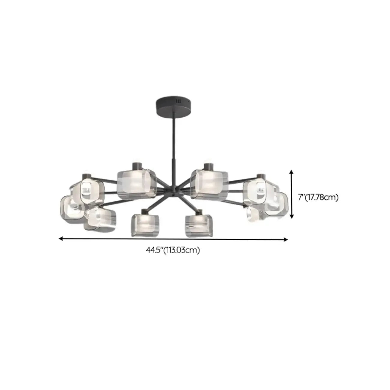 Lustre moderne géométrique circulaire à 10 lumières en verre transparent