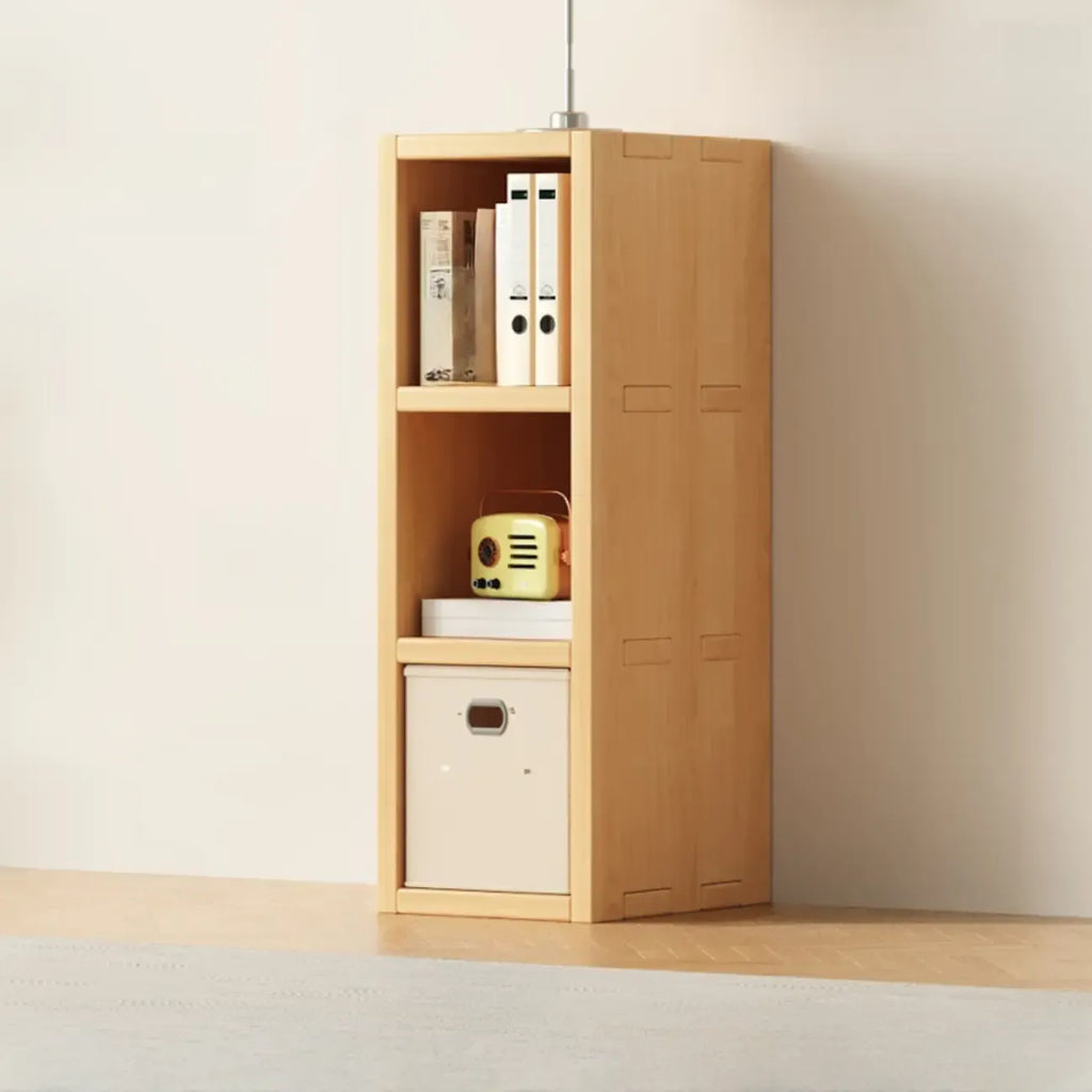 Bibliothèque horizontale en bois massif naturel à cube ouvert et large