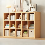 Bibliothèque horizontale en bois massif naturel à cube ouvert et large