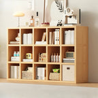 Bibliothèque horizontale en bois massif naturel à cube ouvert et large