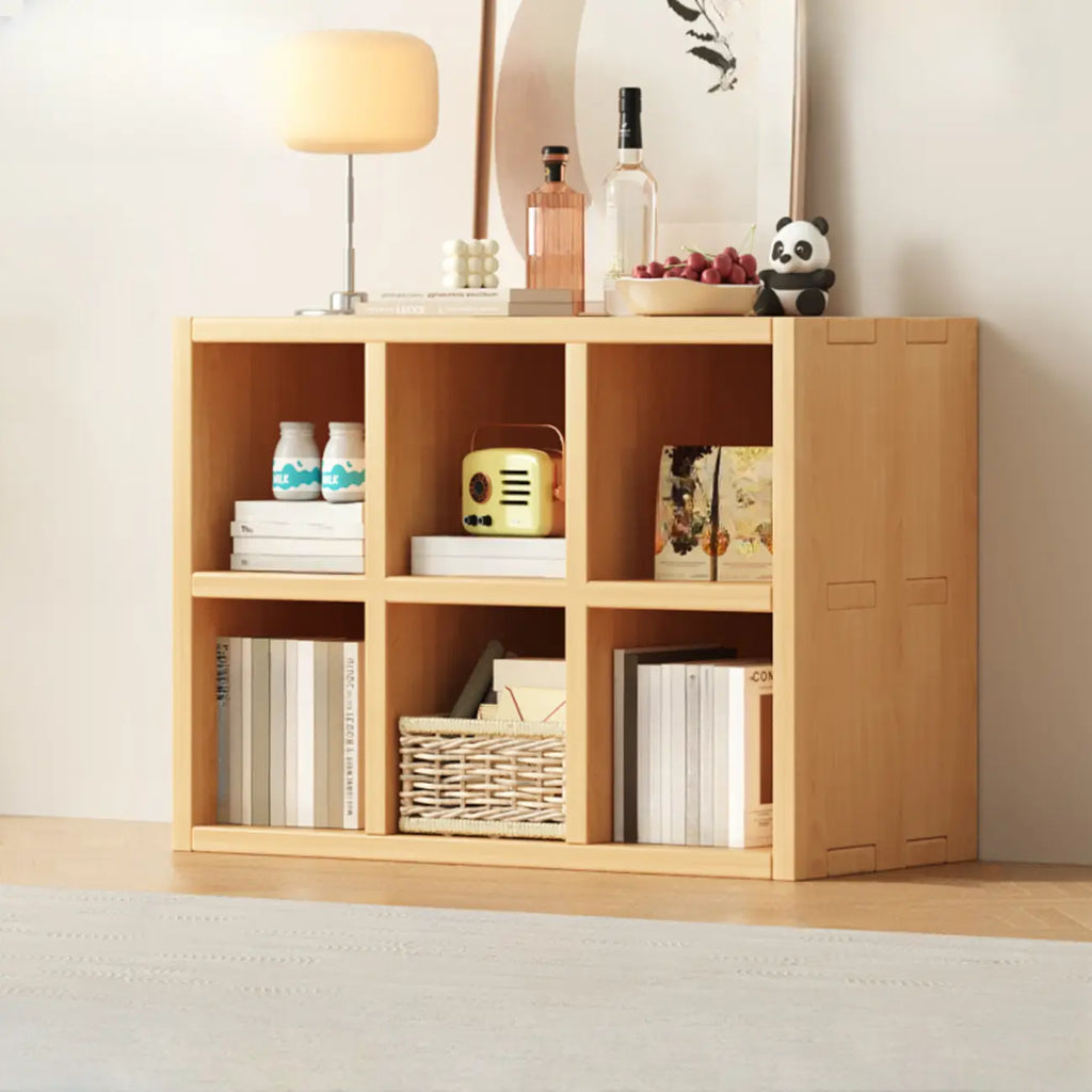 Bibliothèque horizontale en bois massif naturel à cube ouvert et large