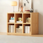 Bibliothèque horizontale en bois massif naturel à cube ouvert et large