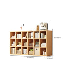 Bibliothèque horizontale en bois massif naturel à cube ouvert et large