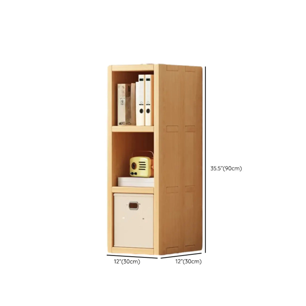 Bibliothèque horizontale en bois massif naturel à cube ouvert et large