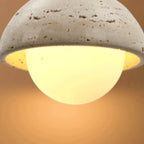 Lampada a sospensione moderna a 3 luci in legno di noce e cilindro di pietra