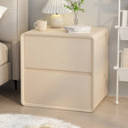 Table de chevet moderne couleur crème avec deux tiroirs de rangement