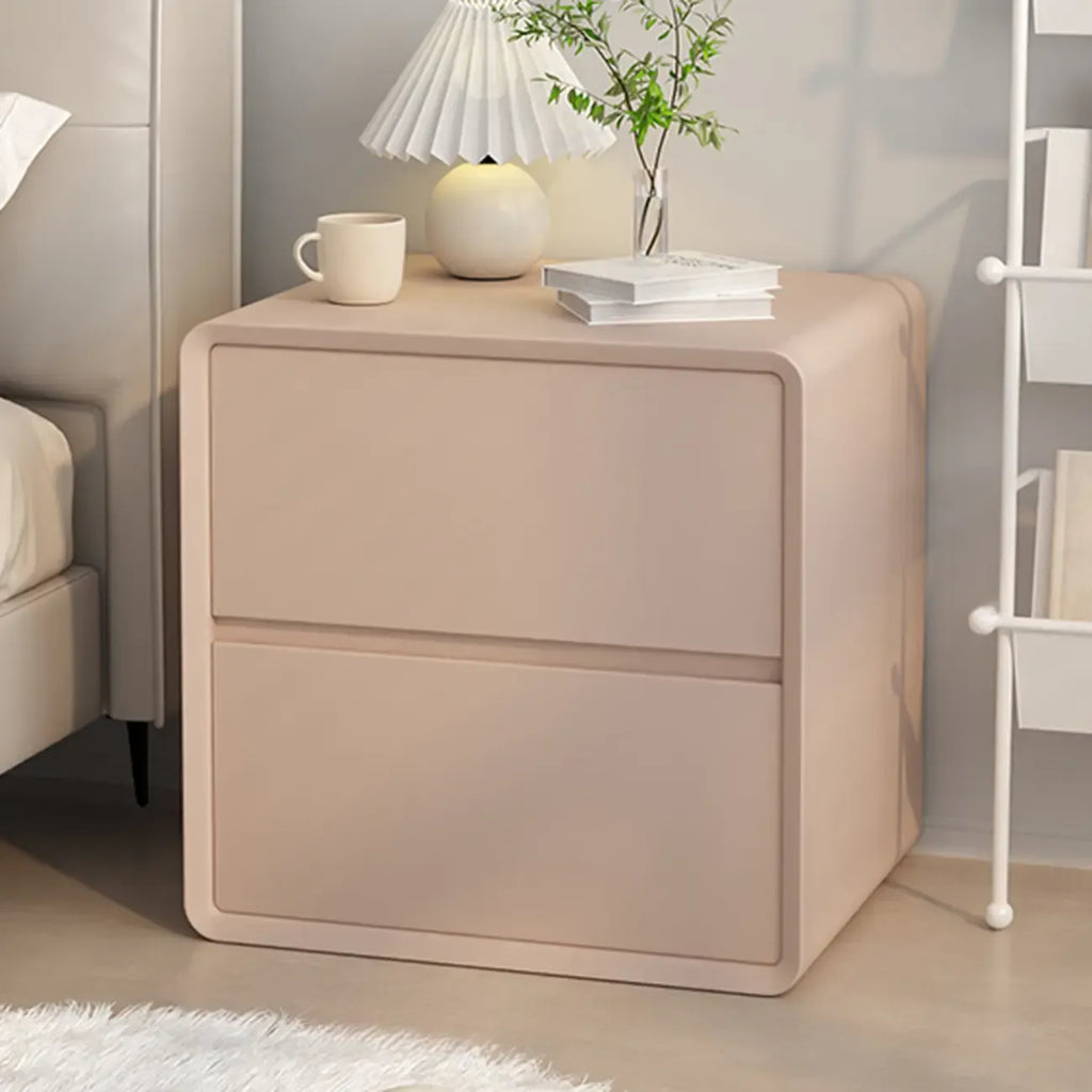 Table de chevet moderne couleur crème avec deux tiroirs de rangement
