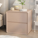 Table de chevet moderne couleur crème avec deux tiroirs de rangement