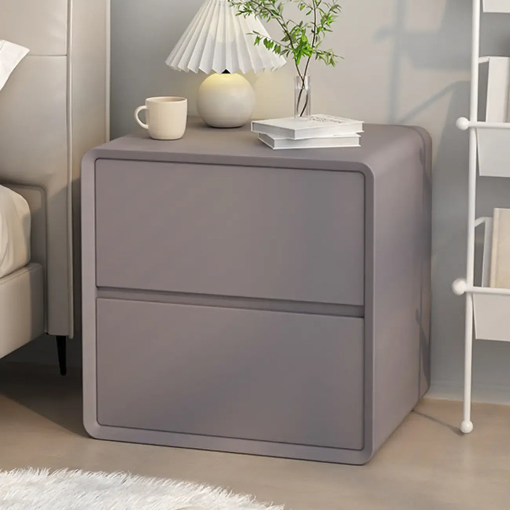 Table de chevet moderne couleur crème avec deux tiroirs de rangement