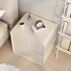 Table de chevet moderne couleur crème avec deux tiroirs de rangement