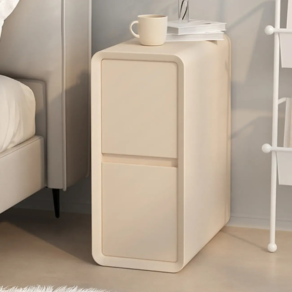Table de chevet moderne couleur crème avec deux tiroirs de rangement