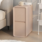 Table de chevet moderne couleur crème avec deux tiroirs de rangement
