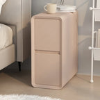 Table de chevet moderne couleur crème avec deux tiroirs de rangement