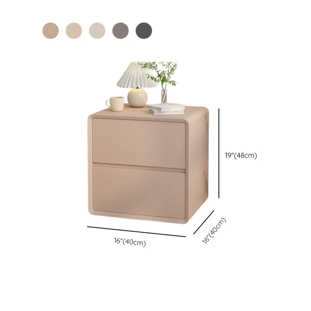 Table de chevet moderne couleur crème avec deux tiroirs de rangement