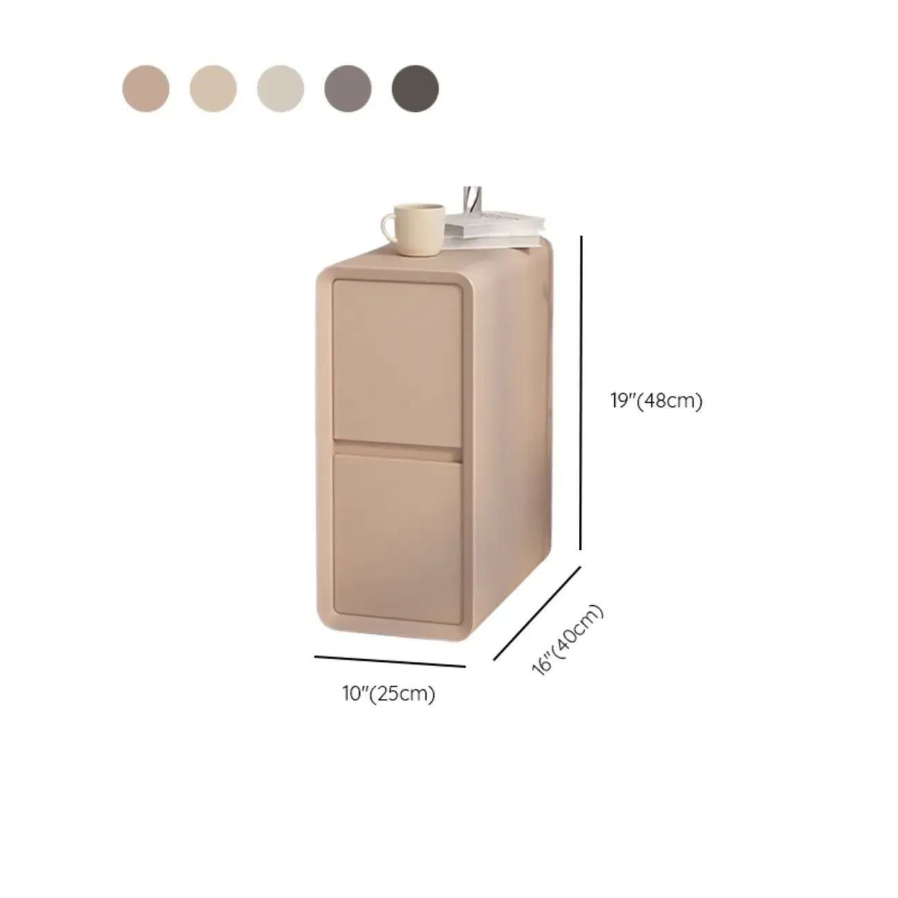 Table de chevet moderne couleur crème avec deux tiroirs de rangement