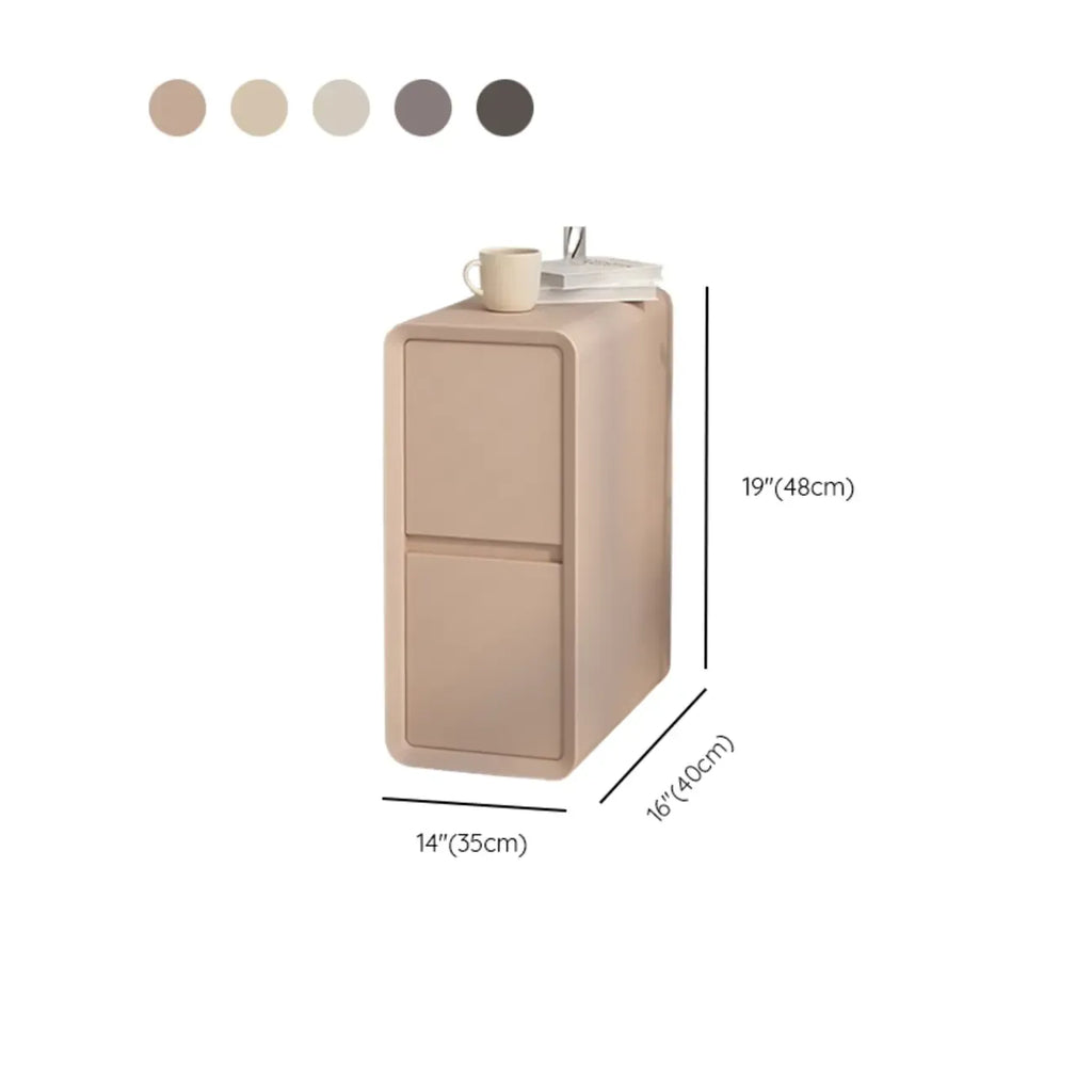 Table de chevet moderne couleur crème avec deux tiroirs de rangement