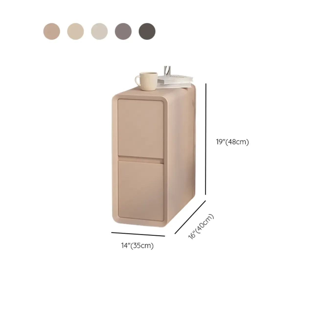 Table de chevet moderne couleur crème avec deux tiroirs de rangement