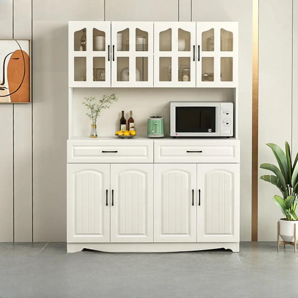 Buffet de cuisine en bois à plusieurs compartiments de rangement avec support pour micro-ondes