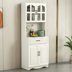 Buffet de cuisine en bois à plusieurs compartiments de rangement avec support pour micro-ondes