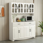 Buffet de cuisine en bois à plusieurs compartiments de rangement avec support pour micro-ondes