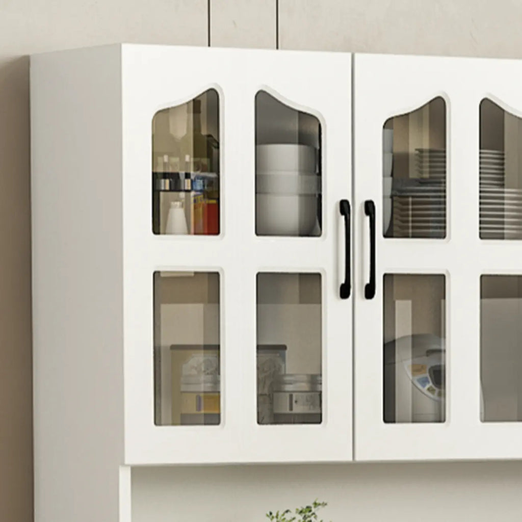 Buffet de cuisine en bois à plusieurs compartiments de rangement avec support pour micro-ondes