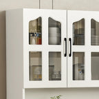 Buffet de cuisine en bois à plusieurs compartiments de rangement avec support pour micro-ondes