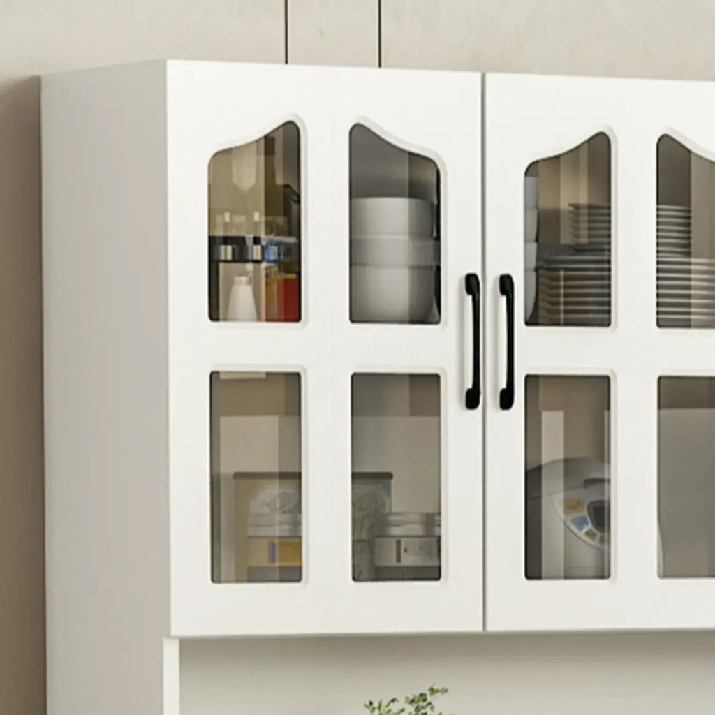 Buffet de cuisine en bois à plusieurs compartiments de rangement avec support pour micro-ondes