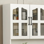 Buffet de cuisine en bois à plusieurs compartiments de rangement avec support pour micro-ondes