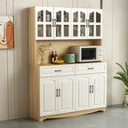 Buffet de cuisine en bois à plusieurs compartiments de rangement avec support pour micro-ondes