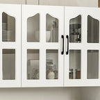 Buffet de cuisine en bois à plusieurs compartiments de rangement avec support pour micro-ondes