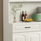 Buffet de cuisine en bois à plusieurs compartiments de rangement avec support pour micro-ondes