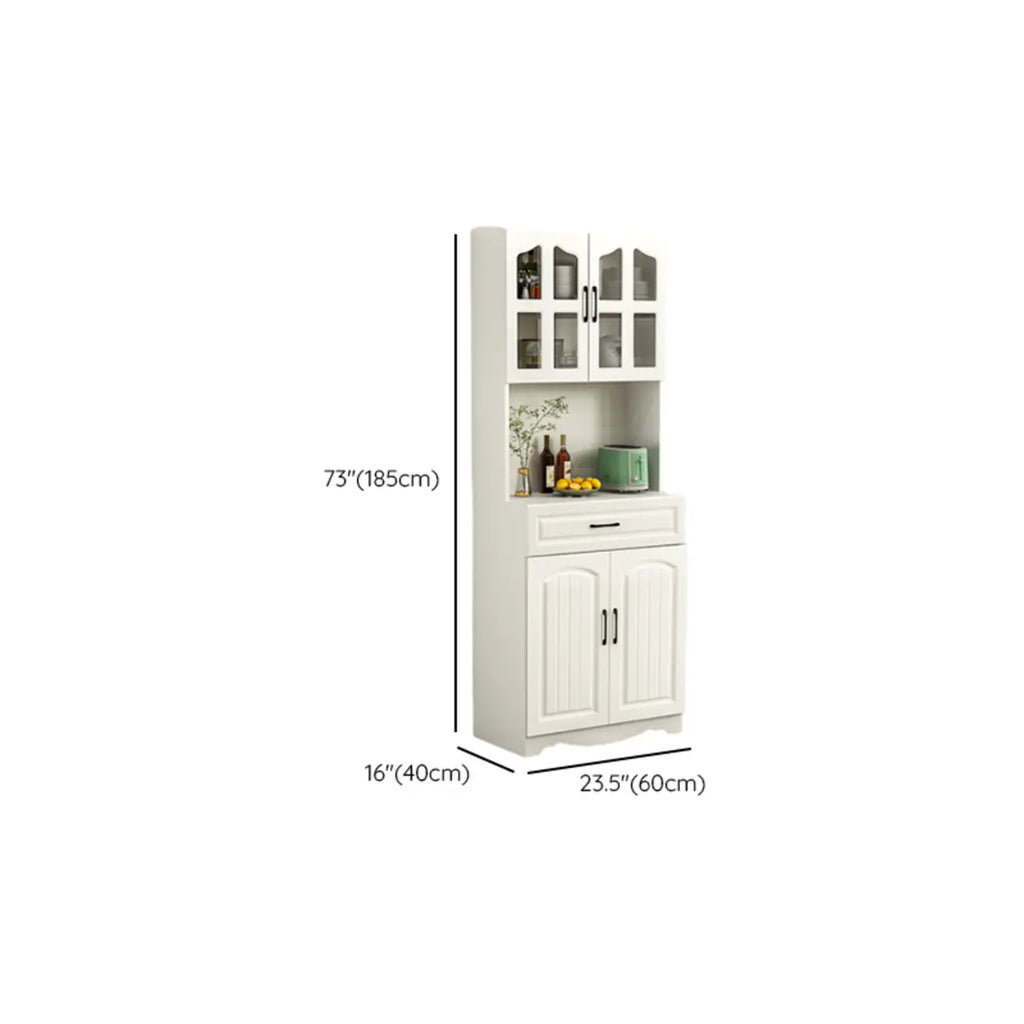 Buffet de cuisine en bois à plusieurs compartiments de rangement avec support pour micro-ondes