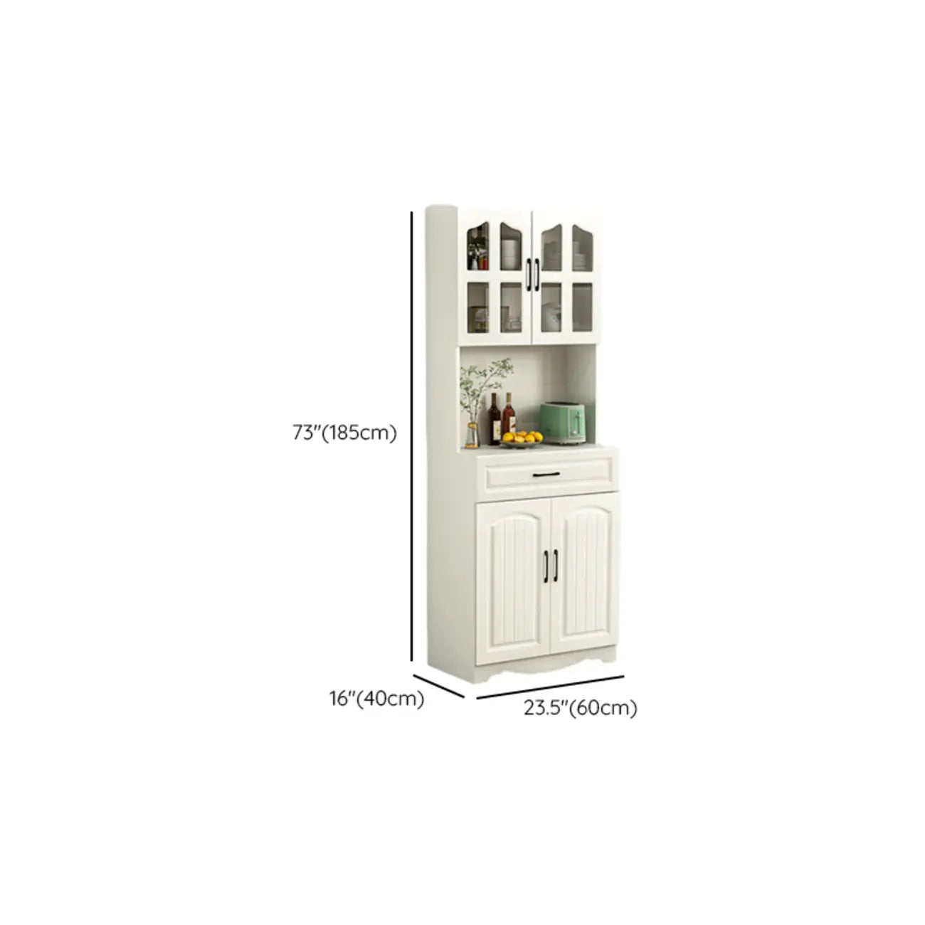 Buffet de cuisine en bois à plusieurs compartiments de rangement avec support pour micro-ondes