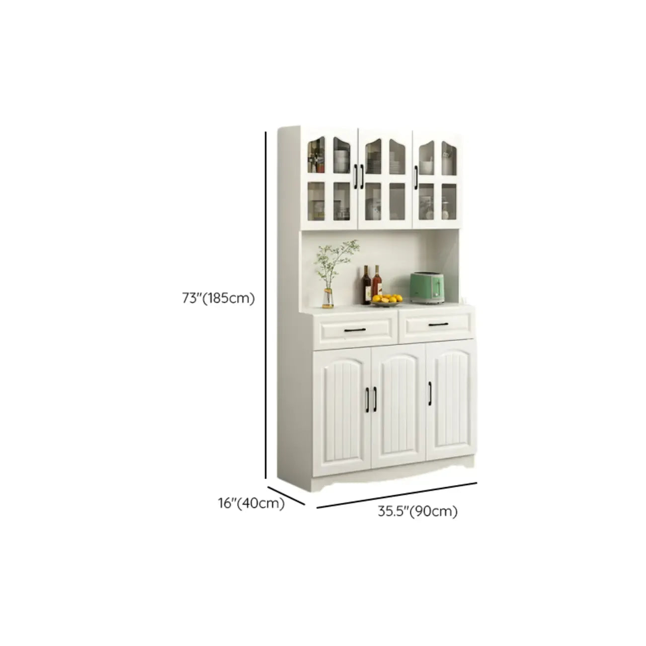 Buffet de cuisine en bois à plusieurs compartiments de rangement avec support pour micro-ondes