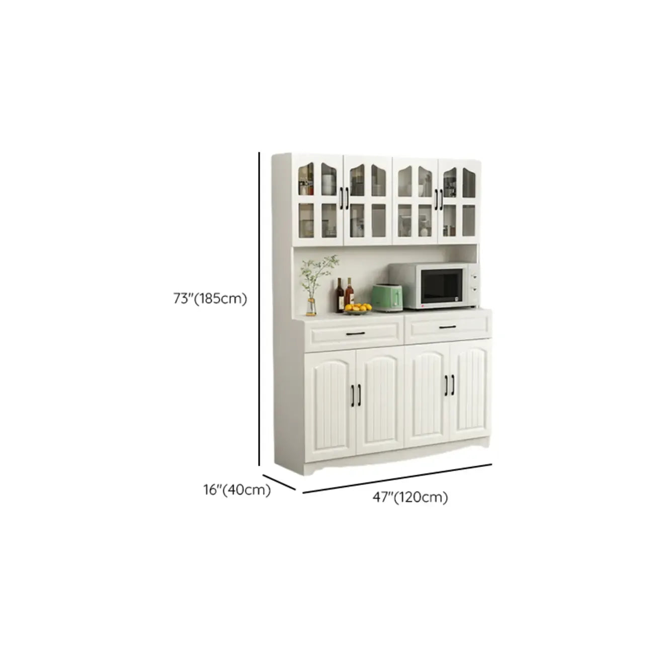 Buffet de cuisine en bois à plusieurs compartiments de rangement avec support pour micro-ondes