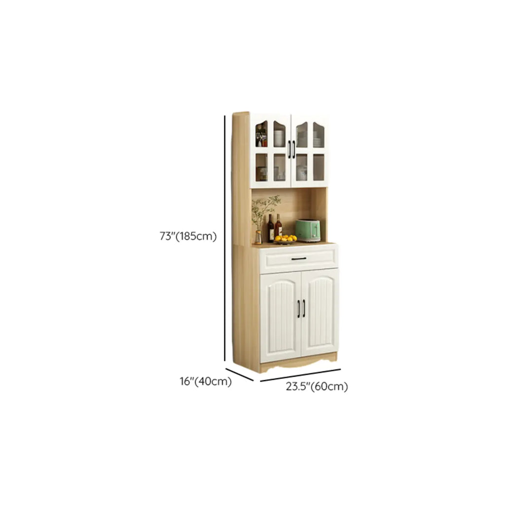 Buffet de cuisine en bois à plusieurs compartiments de rangement avec support pour micro-ondes